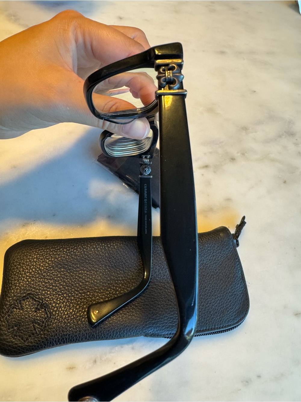 Authentic Chrome Hearts GITTIN ANY? Black Eyeglasses Frames w/ Case Pouch Cloth - Picture 4 of 14